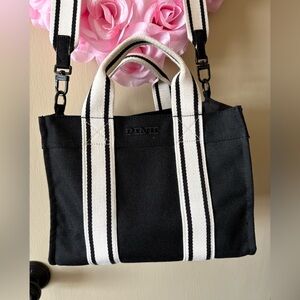 PINK Victoria's Secret Black Tote with White Stripes